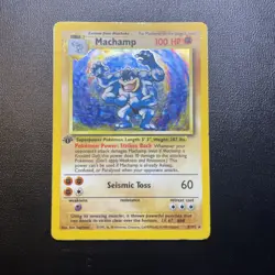 Pokemon Machamp Base Set 1st Edition Holo Card 8/102 - Image 1