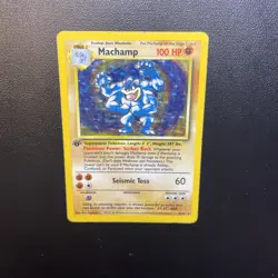 Pokemon Machamp Base Set 1st Edition Holo Card 8/102 - Image 5