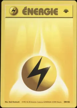 1999 Pokemon FRENCH 1st Edition Base Set Energie Electrique-Lightning 100/102 NM - Image 1
