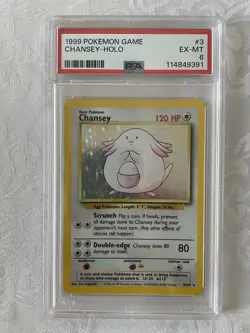 1999 Pokemon Game-Chansey-Holo #003/102 EX-MT PSA 6 - Image 1