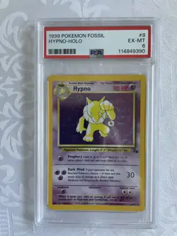 1999 POKEMON FOSSIL HYPNO- HOLO 8/62 PSA 6 EX-MT - Image 1