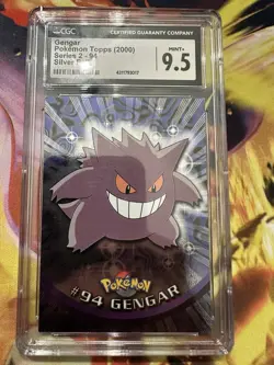 2000 Topps Pokemon TV Animation Edition Series 2 HOLO FOIL #94 GENGAR blue Logo - Image 1