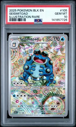 Pokemon TCG Seismitoad 105/086 Sv: Black Bolt Illustration Rare Holo PSA 10 - Image 1