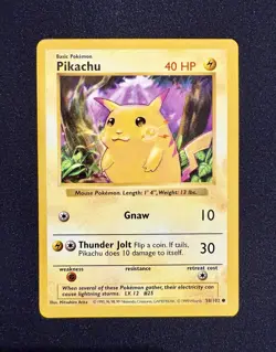 Pokemon TCG Pikachu Yellow Cheeks Card 58/102 Shadowless Base Set 1999 - Image 1
