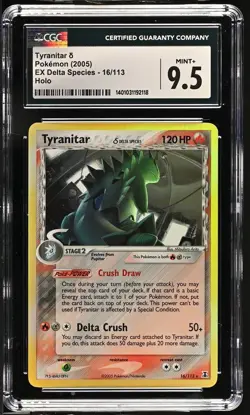 2005 Tyranitar Pokemon EX Delta Species Holo 16/113 CGC 9.5 MINT+ - Image 1