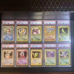 Pokemon PSA Graded Slabs - Lot - 10 Vintage Base, Jungle, Gym Challenge, Rocket - Image 1