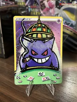 Poker Gengar! 1:1 Hand painted Energy! Pokemon Custom Alter - Image 1