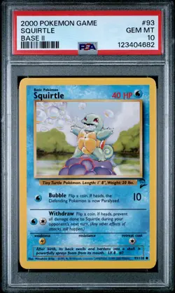 2000 POKEMON BASE SET 2 #93 SQUIRTLE PSA 10 - Image 1