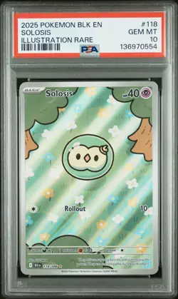 2025 POKEMON BLK EN-BLACK BOLT ILLUSTRATION RARE #118 SOLOSIS PSA 10 - Image 1