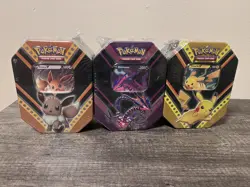 POKEMON SWSH V POWERS TINS SET - PIKACHU V, EEVEE V, & ETERNATUS V New Sealed - Image 1