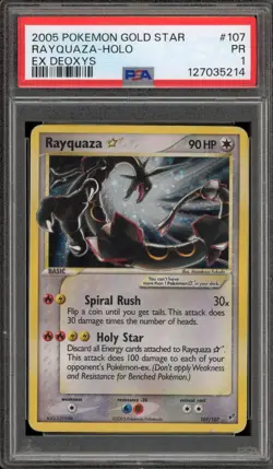 Pokemon Rayquaza Gold Star EX Deoxys Holo Ultra Rare #107 PSA 1 - Image 1