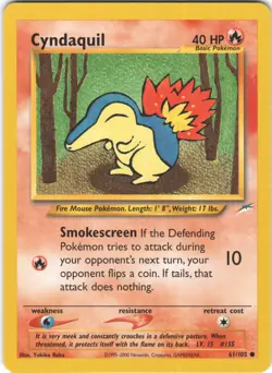 Cyndaquil 61/105 Common Neo Destiny Pokemon LP - Image 1