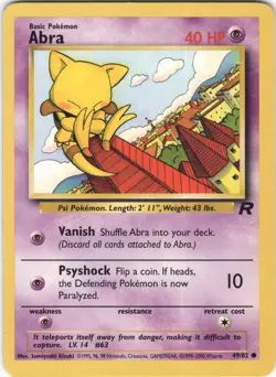 Abra 49/82 Common Team Rocket Pokemon LP - Image 1
