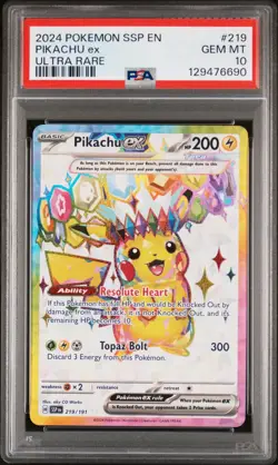 Pokemon 2024 SSP En-Surging Sparks Pikachu EX Ultra Rare Card #219 PSA 10 - Image 1