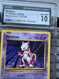 Mewtwo 51/108 Evolutions CGC 10 Gem Mint Pokemon Card Non Holo - Image 2