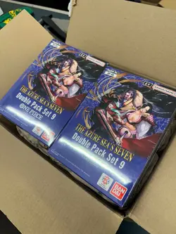 One Piece [OP-14 EB-04] The Azure Sea's Seven DoublePack Set 9 Display Englishx2 - Image 1