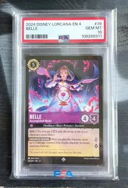 2024 Disney LORCANA EN 4 (Ursula's Return) - BELLE (SR) #36 - PSA GEM MT 10 - Image 1
