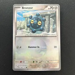 Pokemon TCG Bronzor Poke Ball Reverse Holo Card 066/131 Prismatic Evolutions - Image 2