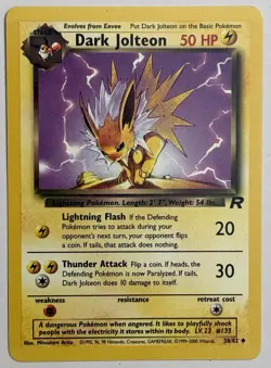 DARK JOLTEON ~ 1st Edition MP Vintage 38/82 Team Rocket Pokemon Card - Image 1