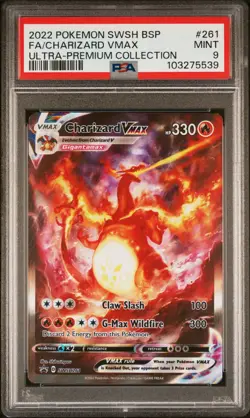 2022 POKEMON SWSH BLACK STAR PROMO 261 FULL ART/CHARIZARD VMAX PSA 9 - Image 1