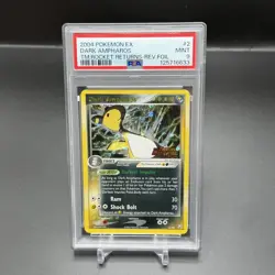 2004 POKEMON EX TEAM ROCKET RETURNS #2 DARK AMPHAROS REVERSE HOLO PSA 9 NEW CERT - Image 1