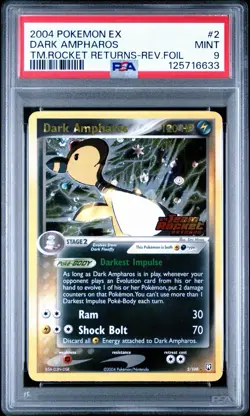 2004 POKEMON EX TEAM ROCKET RETURNS #2 DARK AMPHAROS REVERSE HOLO PSA 9 NEW CERT - Image 3