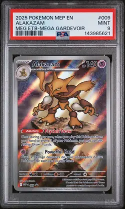 2025 POKEMON MEP EN-ME BLACK STAR PROMO #009 ALAKAZAM PSA 9 - Image 1