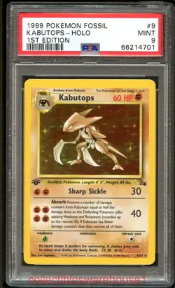 Pokemon Fossil Kabutops Holo 1st Edition 9 PSA 9 - Image 1