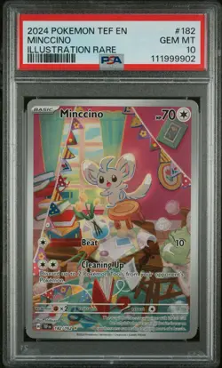 Pokemon TCG Minccino 182/162 SV05: Temporal Forces Illustration Rare PSA 10 - Image 1