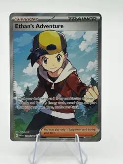 Pokemon TCG Destined Rivals Ethan's Adventure Full Art Trainer Card 221/182 - Image 1