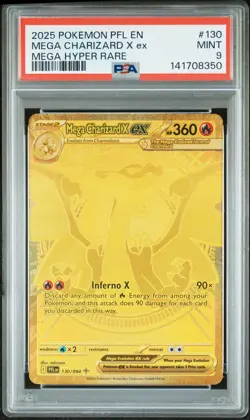 2025 POKEMON PFL EN-PHANTASMAL FLAMES MEGA HYPER RARE MEGA CHARIZARD X EX PSA 9 - Image 1