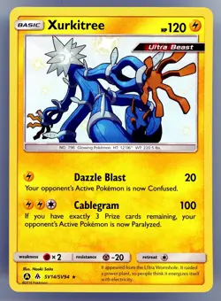 Pokemon TCG Xurkitree Hidden Fates SV14/SV94 Holo Shiny Holo Rare - Image 1