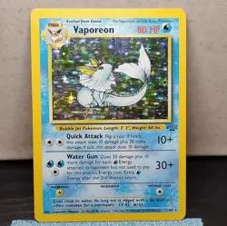 Pokemon Vaporeon Jungle Holo Rare Card 12/64 HP80 1999 English TCG - Image 1