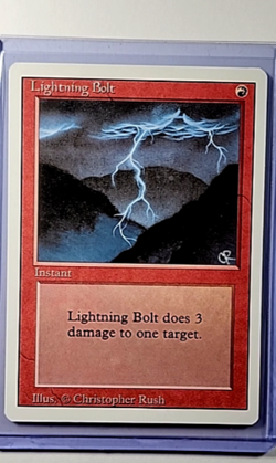 1994 MTG Magic The Gathering 3ED Revised Vintage Christopher Rush Lightning Bolt - Image 1