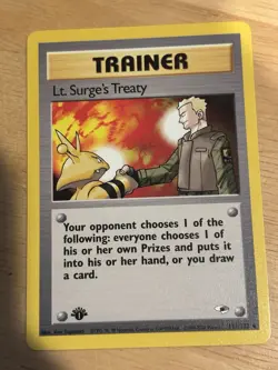 Pokemon TCG Lt. Surge's Treaty Gym Heroes 1st Ed Uncommon Trainer 112/132 Engli… - Image 2