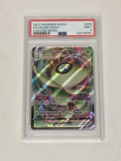 2021 Pokemon Chilling Reign Celebi VMAX Full Art #008/198 Mint PSA 9 Card - Image 1