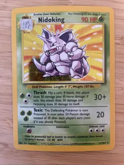 Pokemon Nidoking Holo Rare TCG Card 11/102 Base Set Vintage WOTC - Image 1