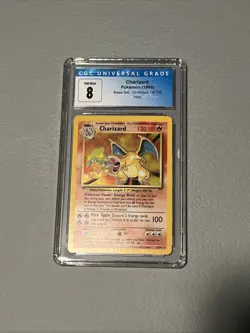 RARE Pokemon 1999 Base Set Charizard Holo Unlimited CGC 8 Near Mint! - Image 1