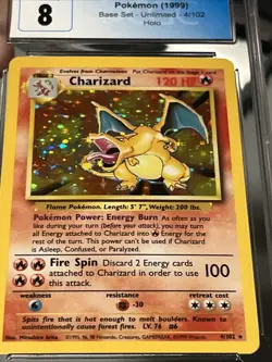 RARE Pokemon 1999 Base Set Charizard Holo Unlimited CGC 8 Near Mint! - Image 5