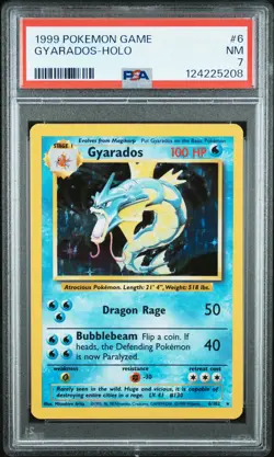 1999 POKEMON BASE SET UNLIMITED #6 GYARADOS-HOLO PSA 7 - Image 1