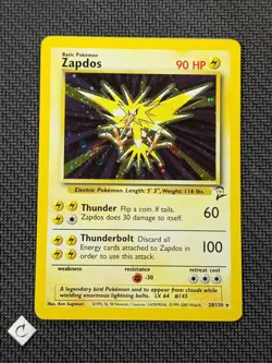 Zapdos 20/130 - Base Set 2 Holo Rare Pokemon TCG MP Swirl - Image 1