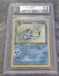 Pokemon Vaporeon - Jungle 1st Edition Holo Rare #12 - BGS 7.5 - Near Mint + - Image 1