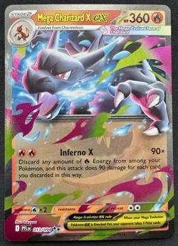 Mega Charizard X ex 013/094 Pokemon TCG Me02: Phantasmal Flames Holo Double Rare - Image 1