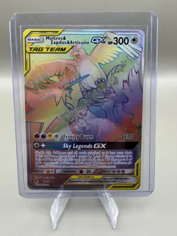 Moltres & Zapdos & Articuno GX 69/68 Rare Rainbow Hidden Fates Pokemon Near Mint - Image 1