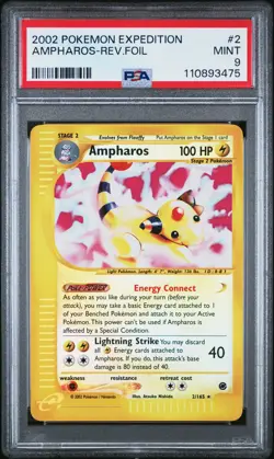 PSA 9 Ampharos Reverse Holo 2/165 Expedition 2002 Pokemon - Image 1