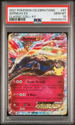 2021 POKEMON CELEBRATIONS CLASSIC COLL #97 XERNEAS EX PSA 10 - Image 1