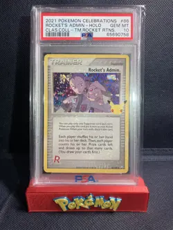 2021 ROCKET'S ADMIN Pokemon Celebrations 86/109 PSA 10 HOLO BLEED ERROR - Image 1