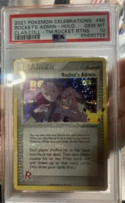 2021 ROCKET'S ADMIN Pokemon Celebrations 86/109 PSA 10 HOLO BLEED ERROR - Image 3