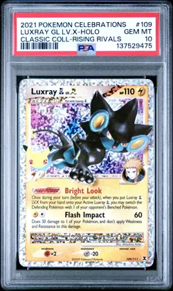 2021 POKEMON CELEBRATIONS CLASSIC COLL #109 LUXRAY GL LV.X-HOLO PSA 10 - Image 1