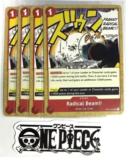 4x One Piece OP01-029 UC Radical Beam - English - Regular - Playset - TCG - NM/M - Image 1